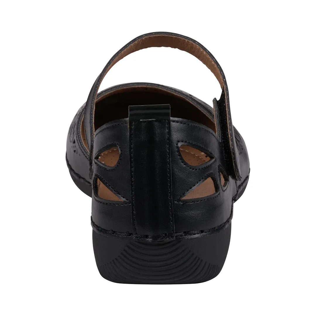 Faryn Black Close Toe Velcro Flats