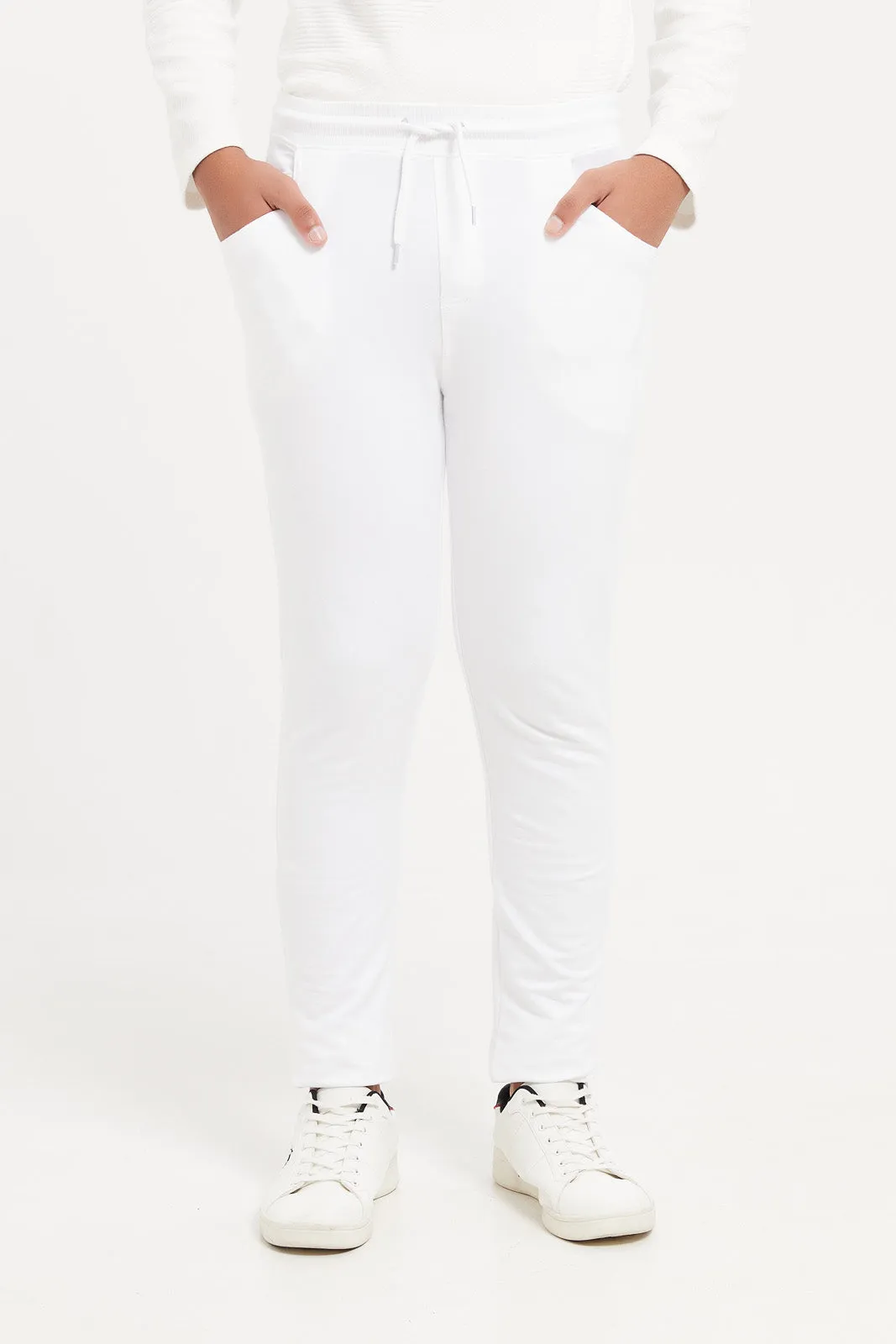 Senior Boys White Active Pants