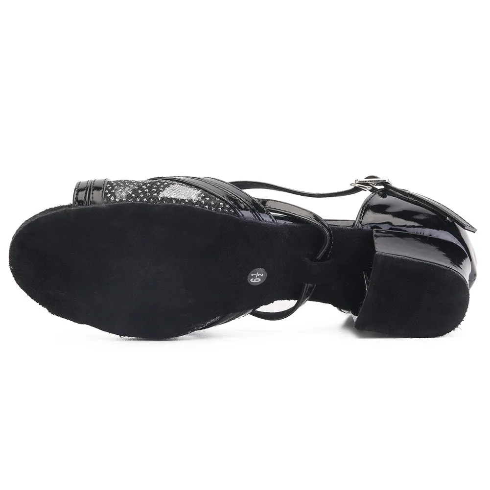 Women's Ballroom Dance Shoes For Chacha Latin Salsa Rumba Dancing Low Heel Black