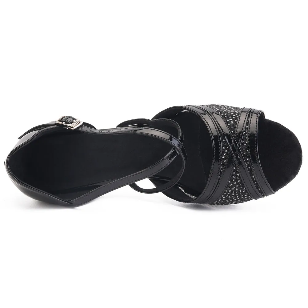 Women's Ballroom Dance Shoes For Chacha Latin Salsa Rumba Dancing Low Heel Black